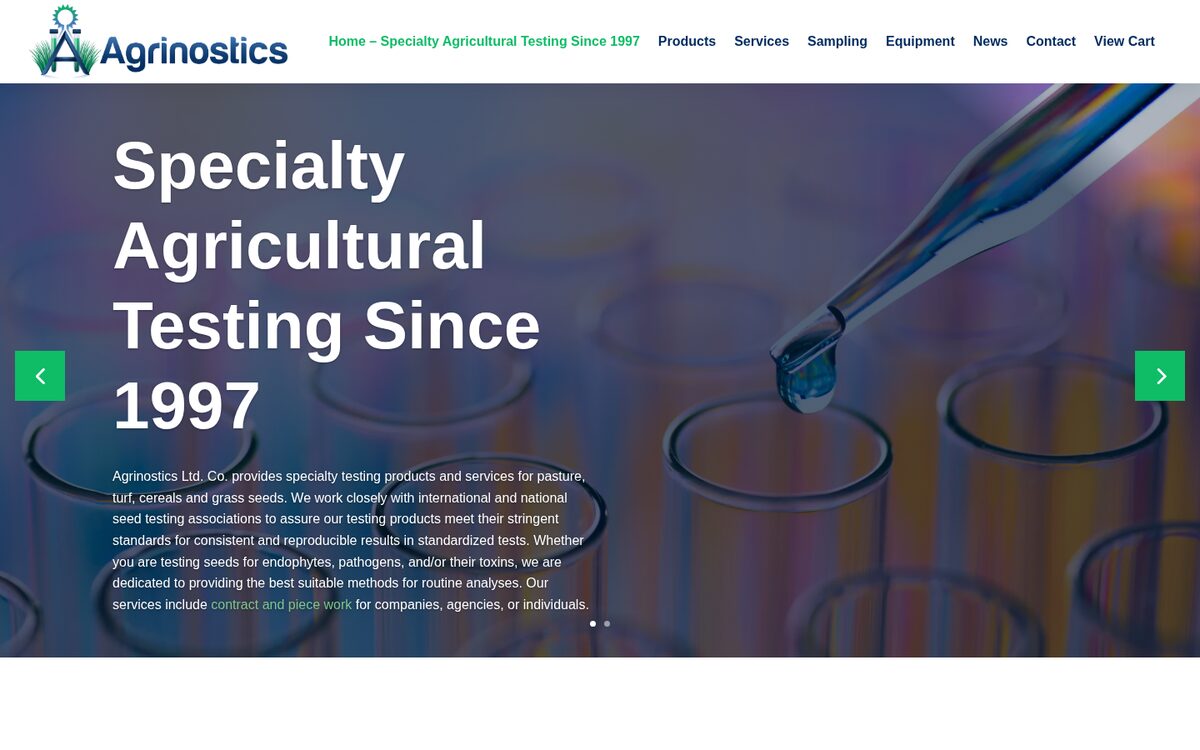 Agrinostics specialty agricultural seed testing WordPress ecommerce website by Precision Web Hosting