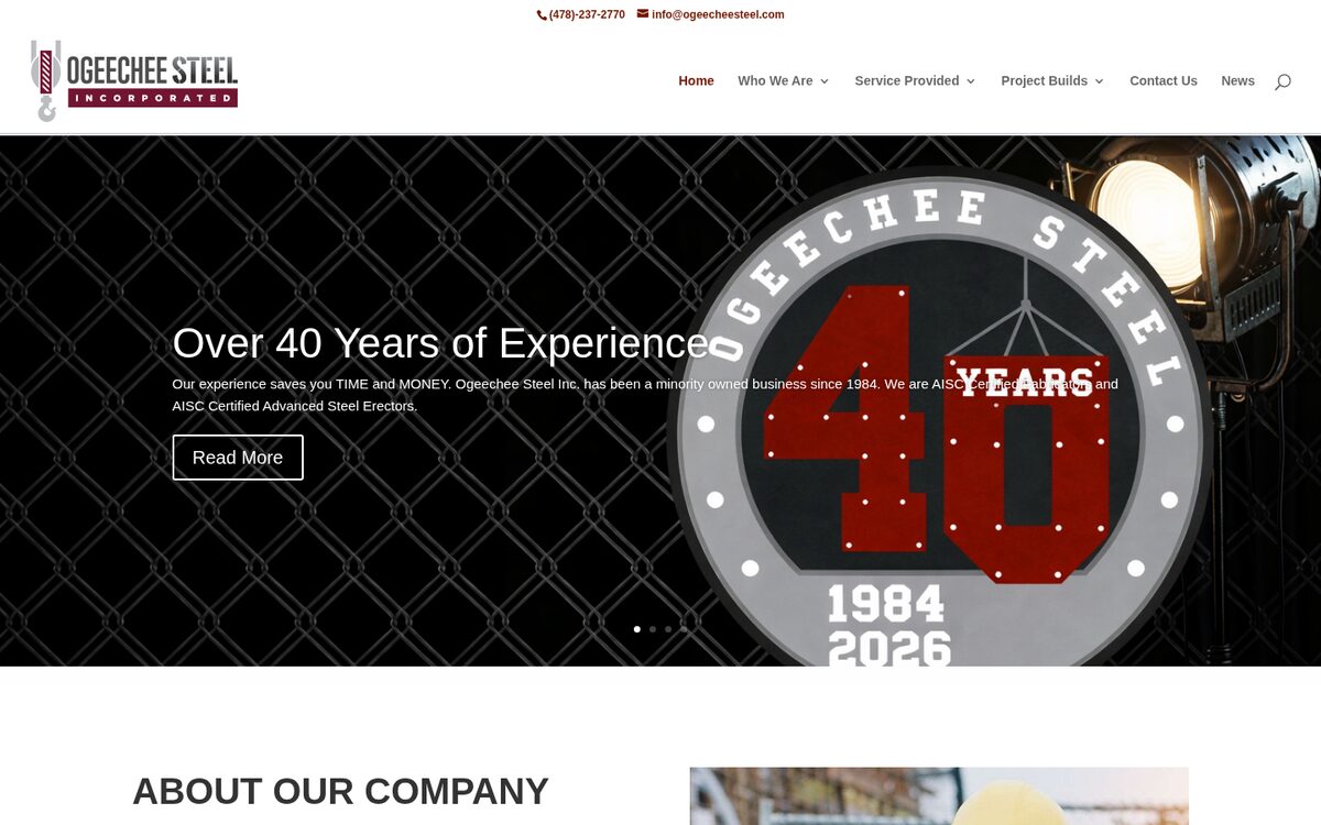 Ogeechee Steel fabrication WordPress website by Precision Web Hosting