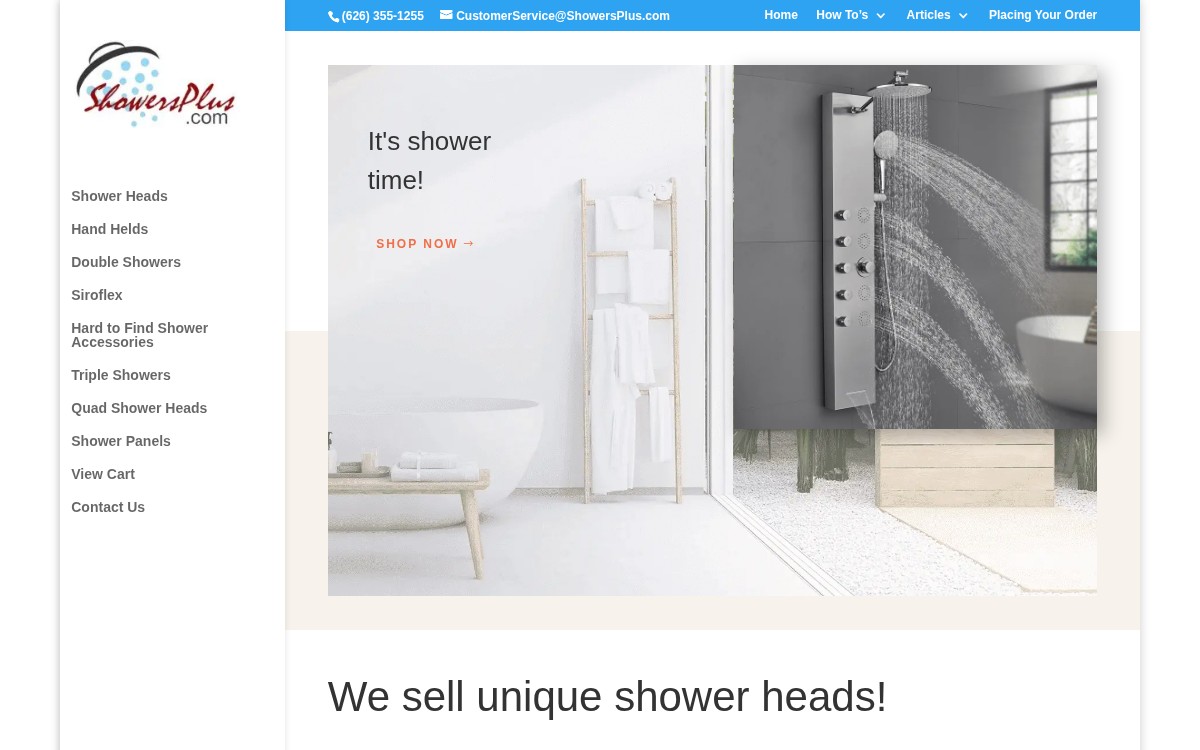 ShowersPlus.com shower heads ecommerce website by Precision Web Hosting